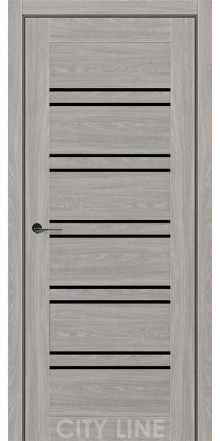 Межкомнатные двери CityLine Express TERENZA korfad-express-terenza-dub-gladstoun-grei-oscar-collection-s-cernym-steklom